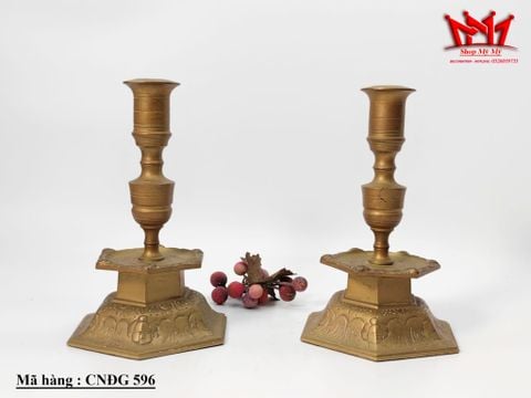  Bộ 2 chân nến bằng đồng thau cổ điển, kiểu dáng Art Nouveau 