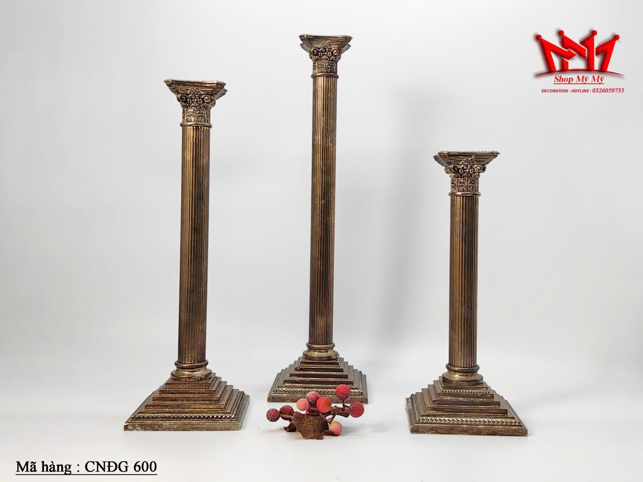 Bộ 3 chân đèn nến mạ bạc GODINGER