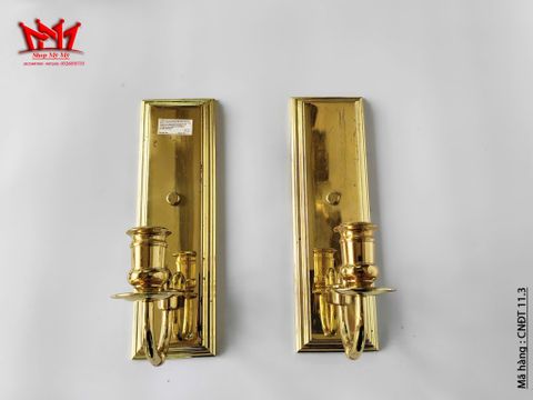  Cặp chân nến Baldwin bằng đồng thau nguyên khối hai ngọn của Mỹ . 