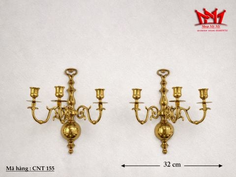  CẶP CHÂN NẾN GẮN TƯỜNG BẰNG ĐỒNG CỔ ĐIỂN (CNT 155) 