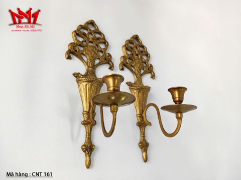  Cặp chân đèn nến trang trí gắn tường bằng đồng 