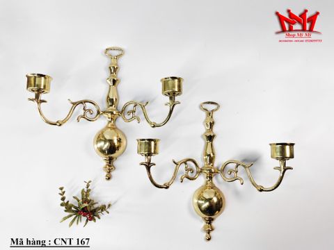  Cặp chân nến gắn tường bằng đồng 2 nhánh. 