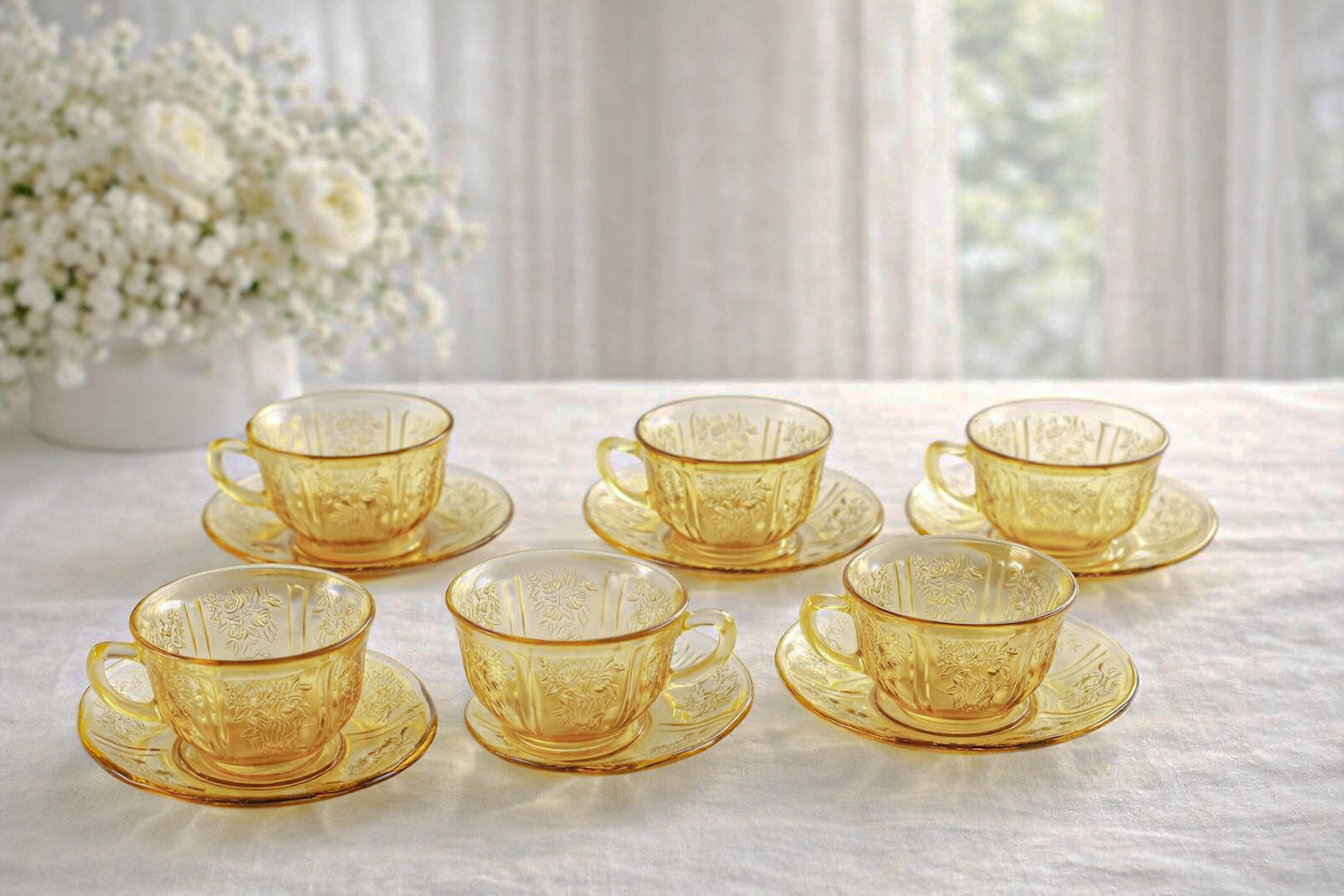 **Bộ 6 Tách Trà Sharon Cabbage Rose Yellow – Tinh Tế Từng Chi Tiết**