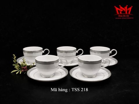  Bộ 5 set tách và đĩa đế Platinum Crown Mikasa China L3428. 
