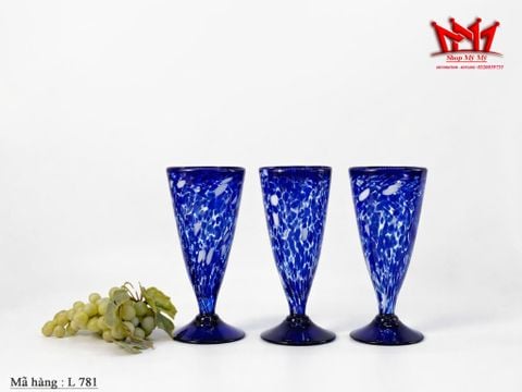  Bộ 3 Ly Thủy Tinh Nghệ Thuật L 781 – Tuyệt Tác Blue Murano Đầy Mê Hoặc 
