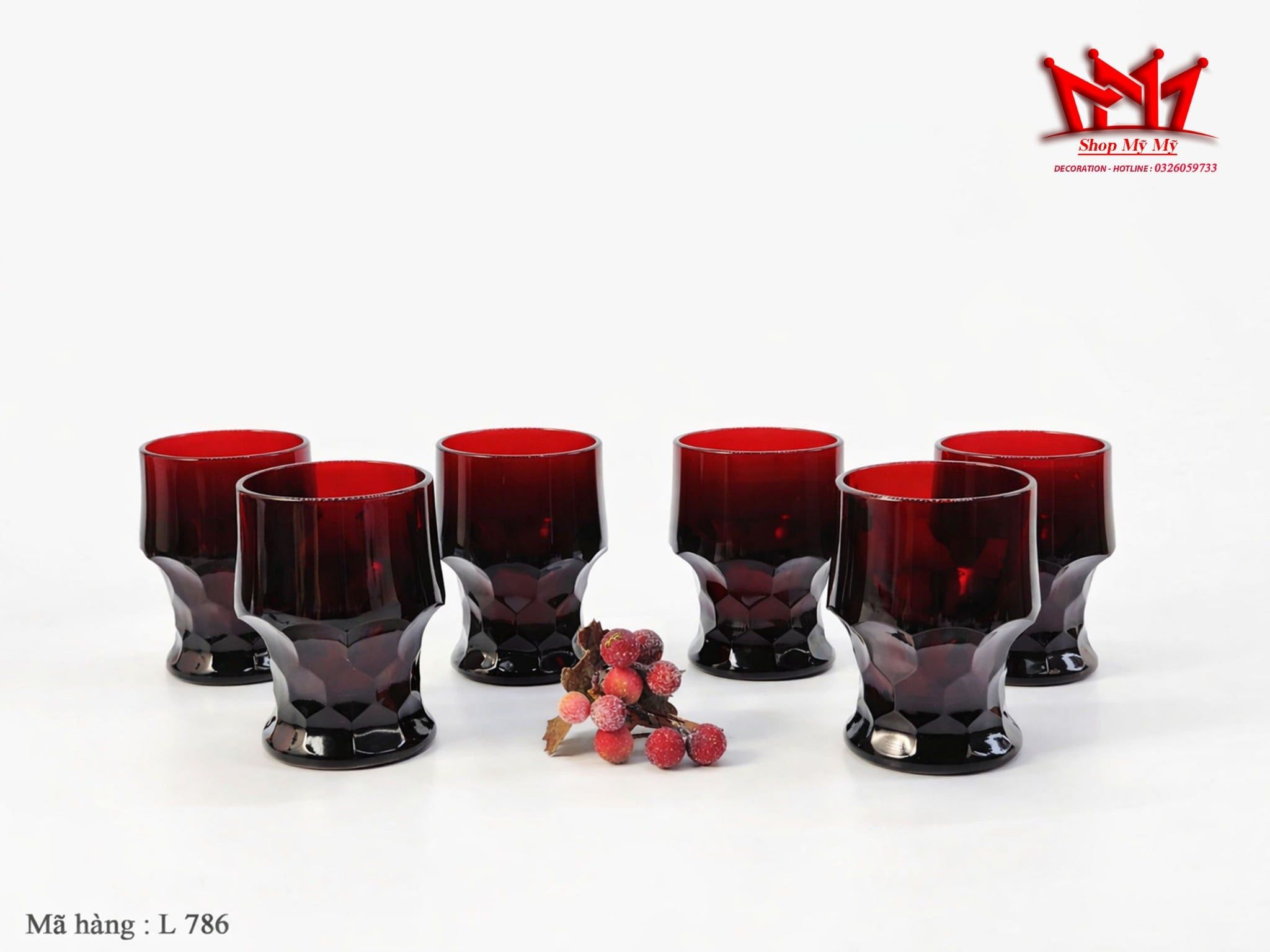 Bộ 14 Ly Thủy Tinh Nghệ Thuật L 786 – Sắc Đỏ Ruby Quyền Quý & Sang Trọng