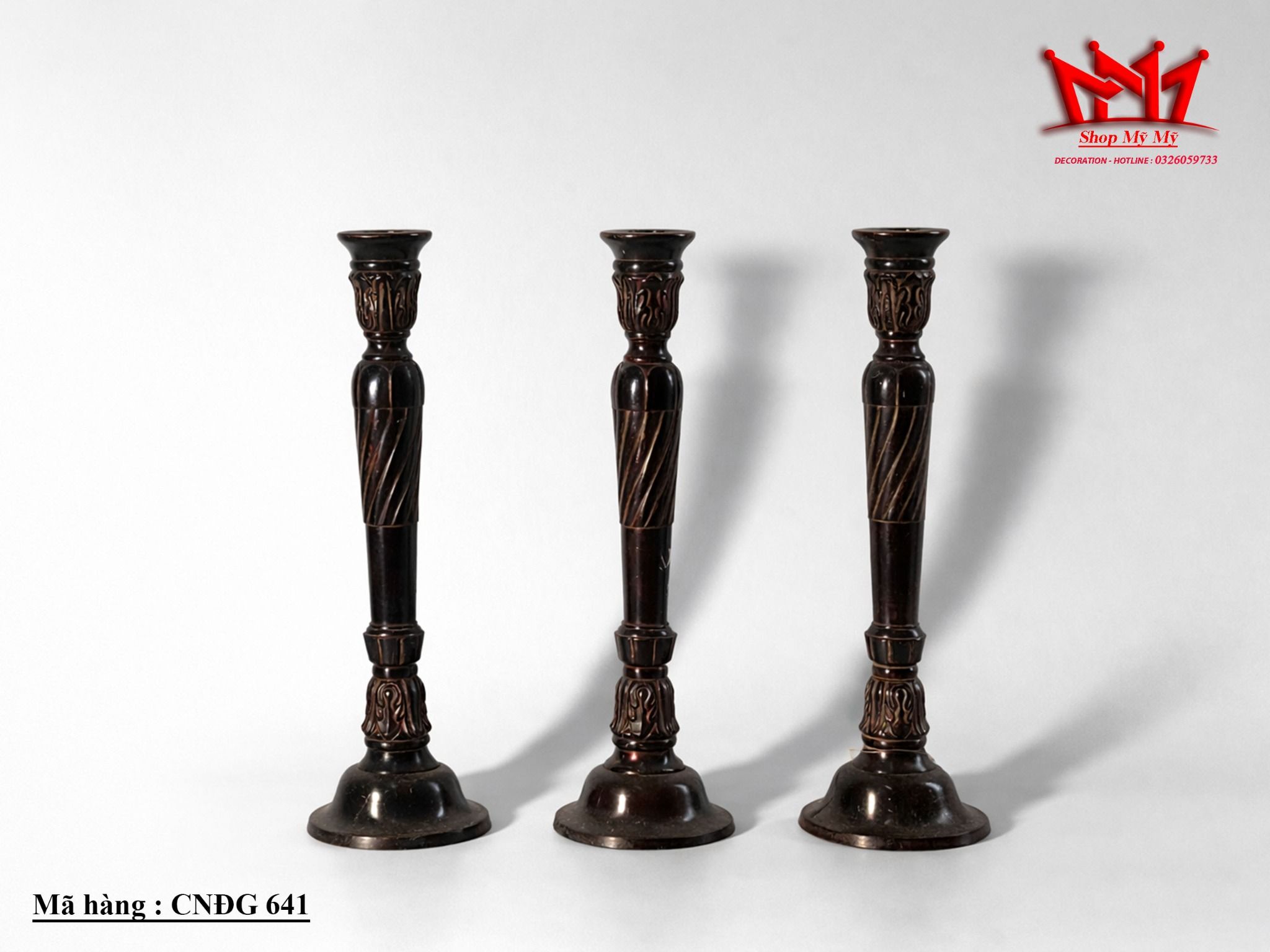 BỘ BA CHÂN NẾN ĐỒNG CỔ ĐIỂN CNĐG 641