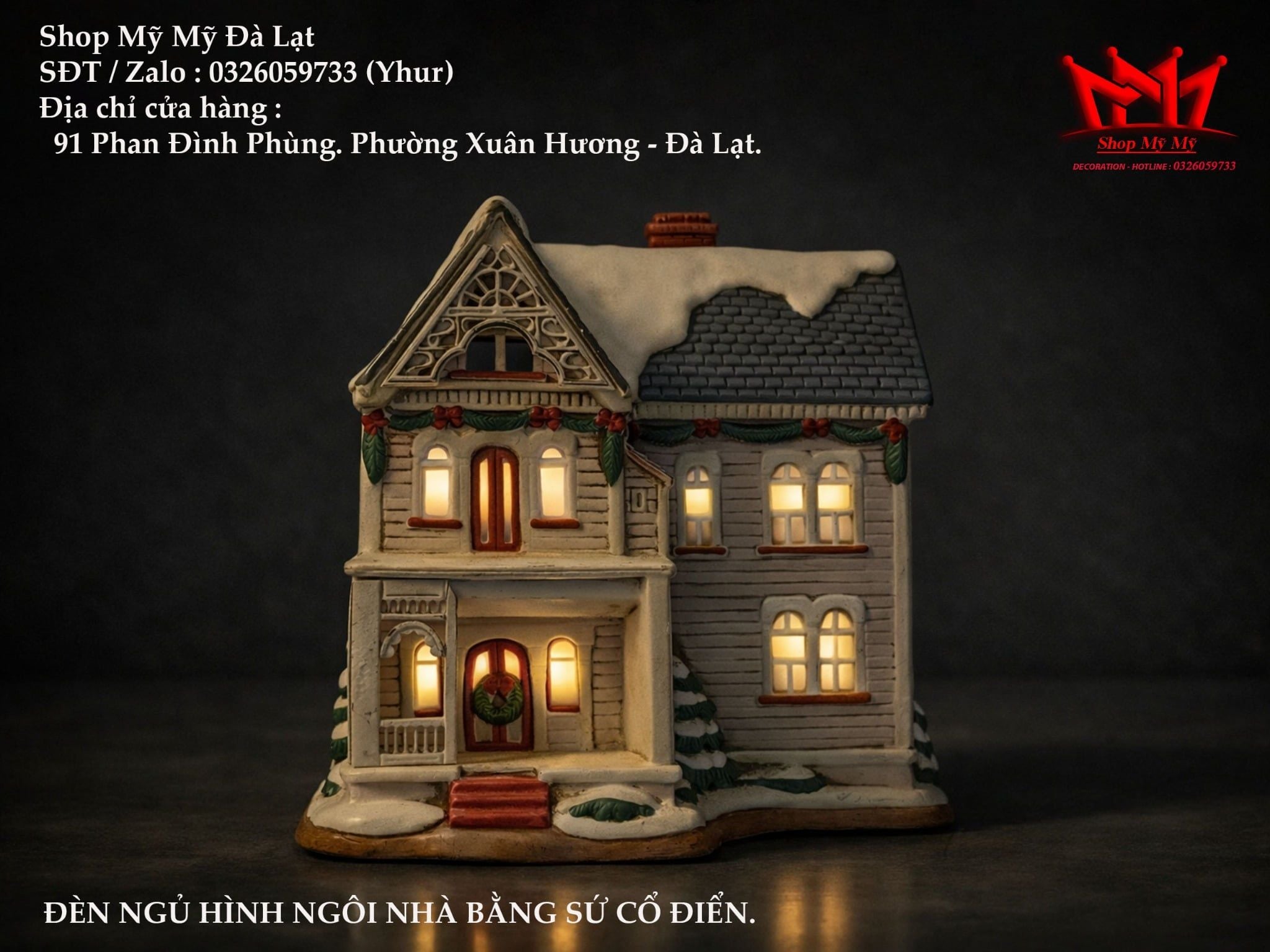 MÔ HÌNH NGÔI NHÀ TUYẾT CỔ ĐIỂN CÓ ĐÈN. (ARSS 611)