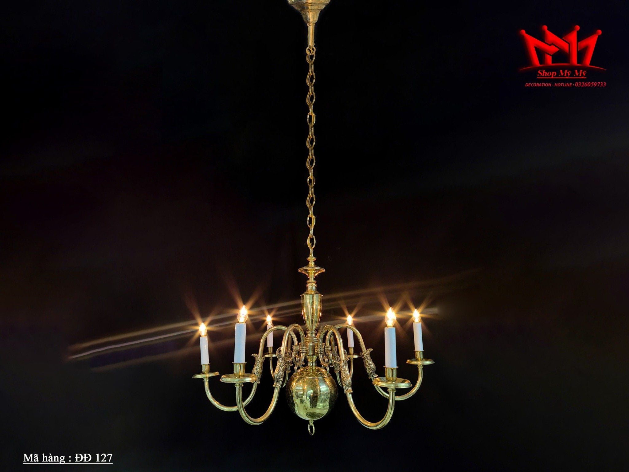 Đèn chùm 6 ngọn hàng sưu tầm đồ xưa nhập từ Mỹ có hình con cá.