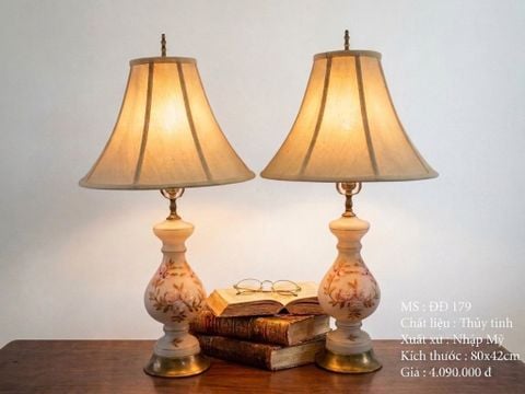  Cặp đèn ngủ thủy tinh chụp vải  (ĐĐ179) 