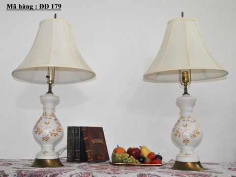  Cặp đèn ngủ thủy tinh chụp vải  (ĐĐ179) 