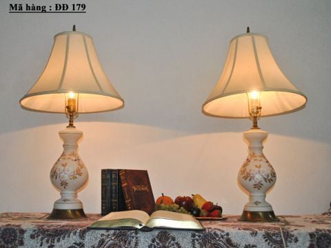  Cặp đèn ngủ thủy tinh chụp vải  (ĐĐ179) 