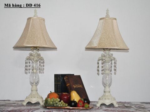  Cặp đèn chụp vải chất liệu combosite + pha lê đẹp 