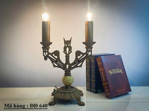  Đèn để bàn cổ điển 2 nhánh bằng đồng 