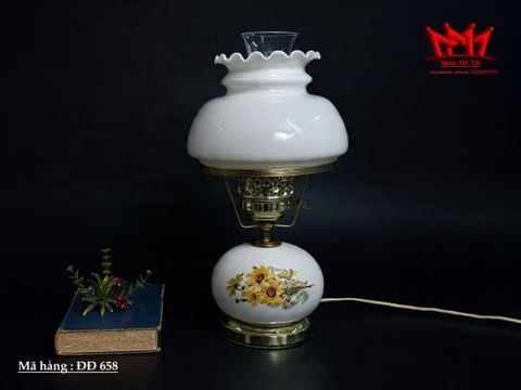  Đèn HURICAN cổ điển hình hoa, có 2 bóng trên và dưới· 