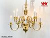 Đèn thả trần 10 nhánh bằng đồng vàng sáng.