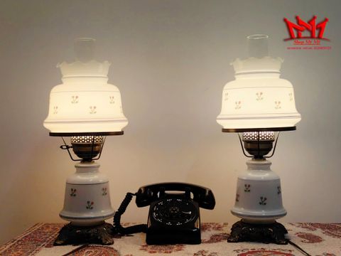  Cặp đèn HURICAN hình hoa cổ điển bằng thủy tinh 