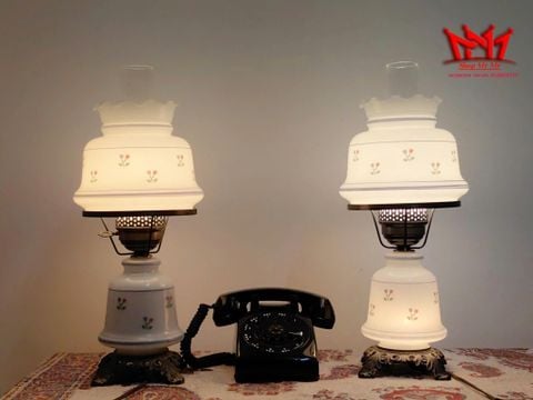  Cặp đèn HURICAN hình hoa cổ điển bằng thủy tinh 