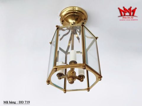  ĐÈN THẢ TRẦN ĐỒNG KÍNH LỤC GIÁC 