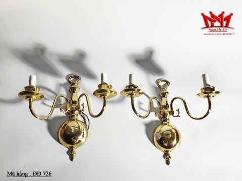  CẶP ĐÈN TƯỜNG ĐỒNG TAY NẾN ĐÔI 