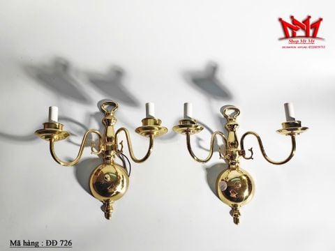  CẶP ĐÈN TƯỜNG ĐỒNG TAY NẾN ĐÔI 