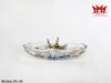 Dĩa thủy tinh có 4 ngăn với họa tiết màu hình trái cây cực kì nổi bật.