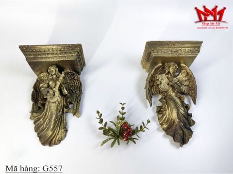  Cặp kệ treo tường hình thiên thần cổ điển kiểu Victoria Baroque. 