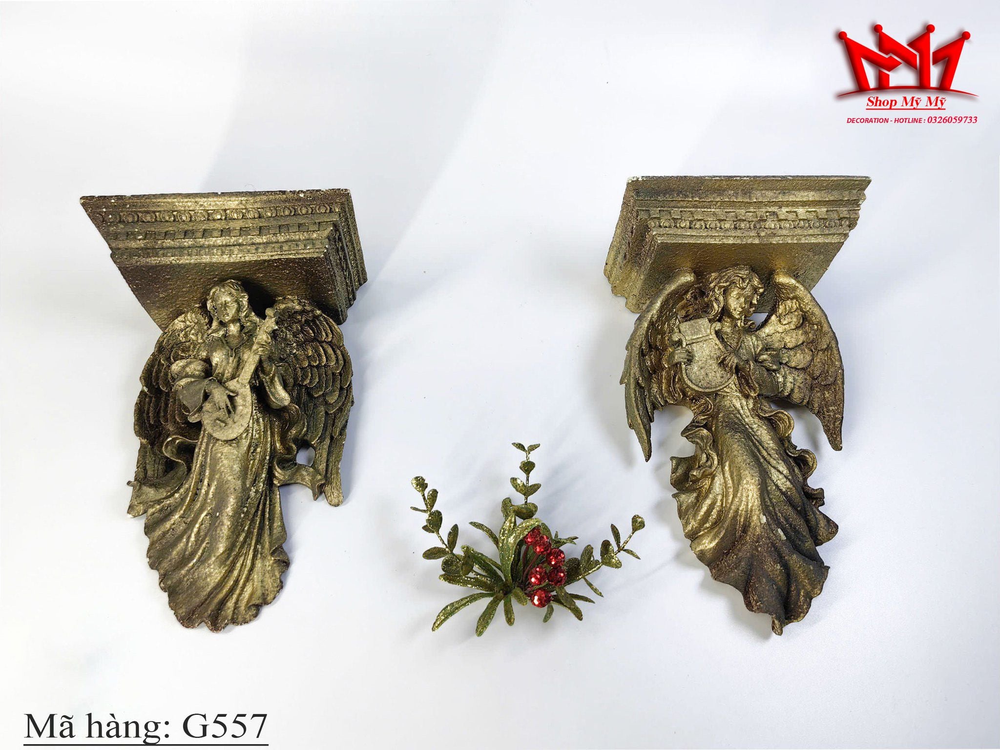 Cặp kệ treo tường hình thiên thần cổ điển kiểu Victoria Baroque.