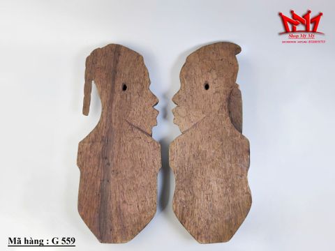  Cặp gỗ chạm khắc thủ công Nigeria treo tường tượng trang trí nhà cửa. 