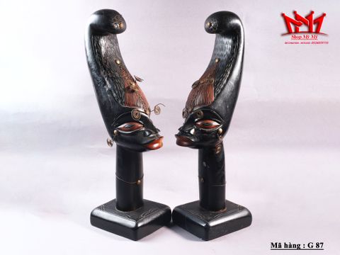  CẶP TƯỢNG ĐIÊU KHẮC GỖ CÔ GÁI CHÂU PHI CAO CẤP 