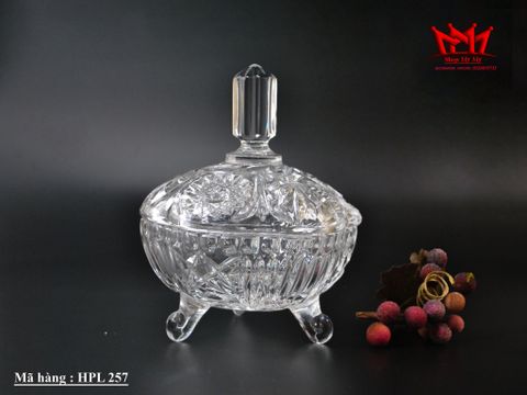  Hũ đựng kẹo có chân pha lê cắt đẹp cổ điển có nắp đậy sang trọng. 