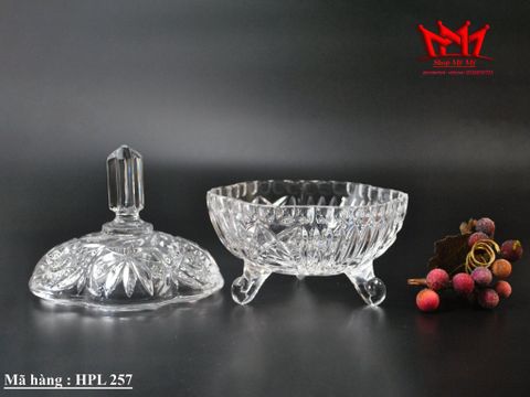  Hũ đựng kẹo có chân pha lê cắt đẹp cổ điển có nắp đậy sang trọng. 