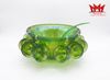 Bộ thố thủy tinh xanh óng ánh cổ điển kèm móc và 10 cốc họa tiết lá nho