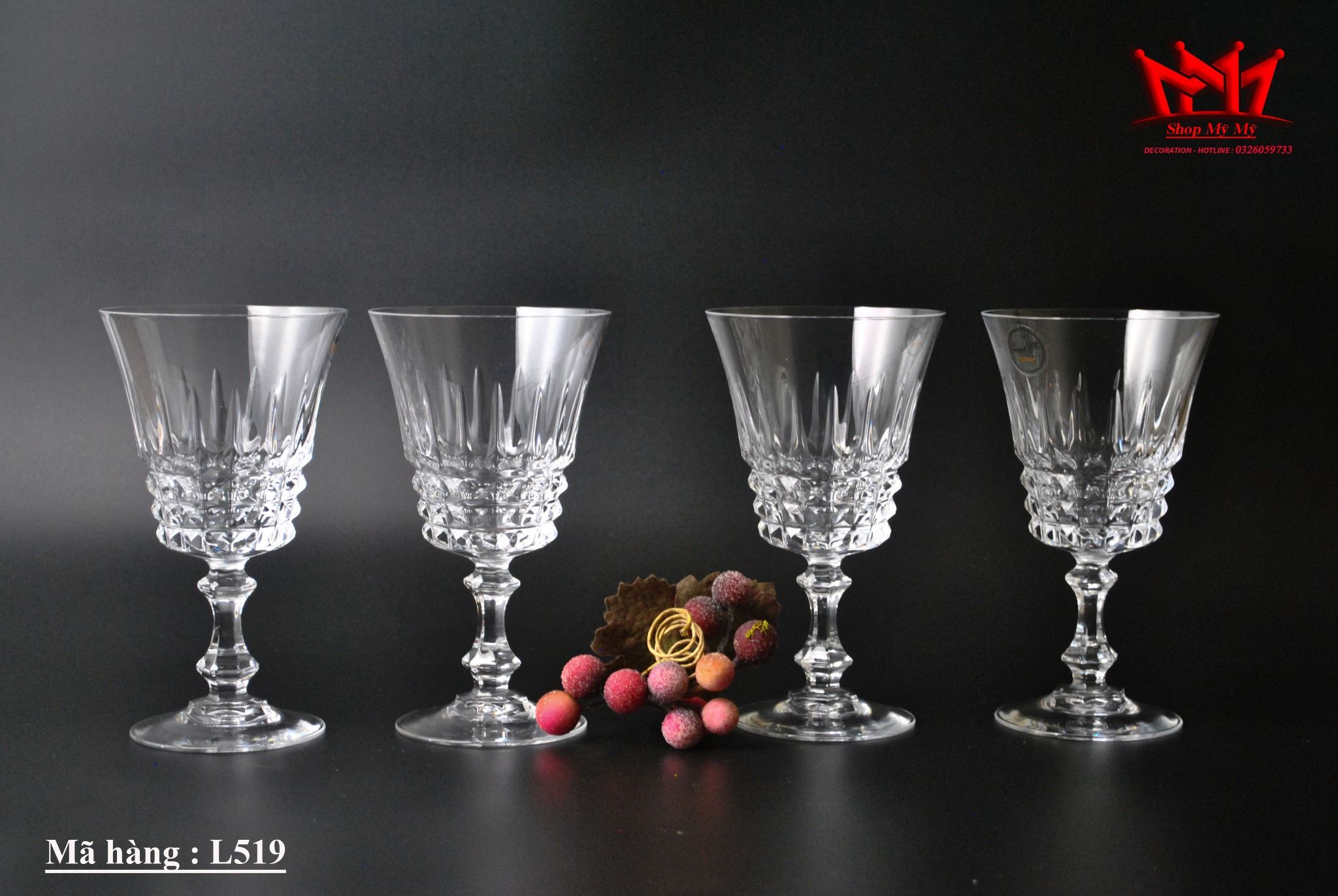 Bộ 8 ly rượu vang Pháp Tuilleries Villandry Cristal D