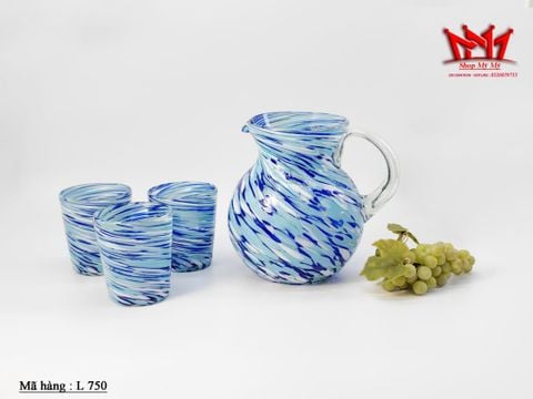  Bộ bình và ly thủy tinh nghệ thuật Mexico (L 750) 
