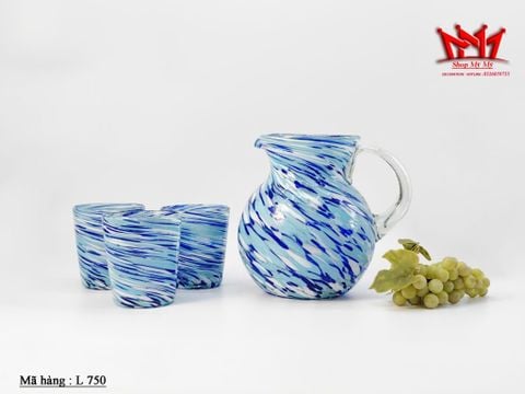  Bộ bình và ly thủy tinh nghệ thuật Mexico (L 750) 