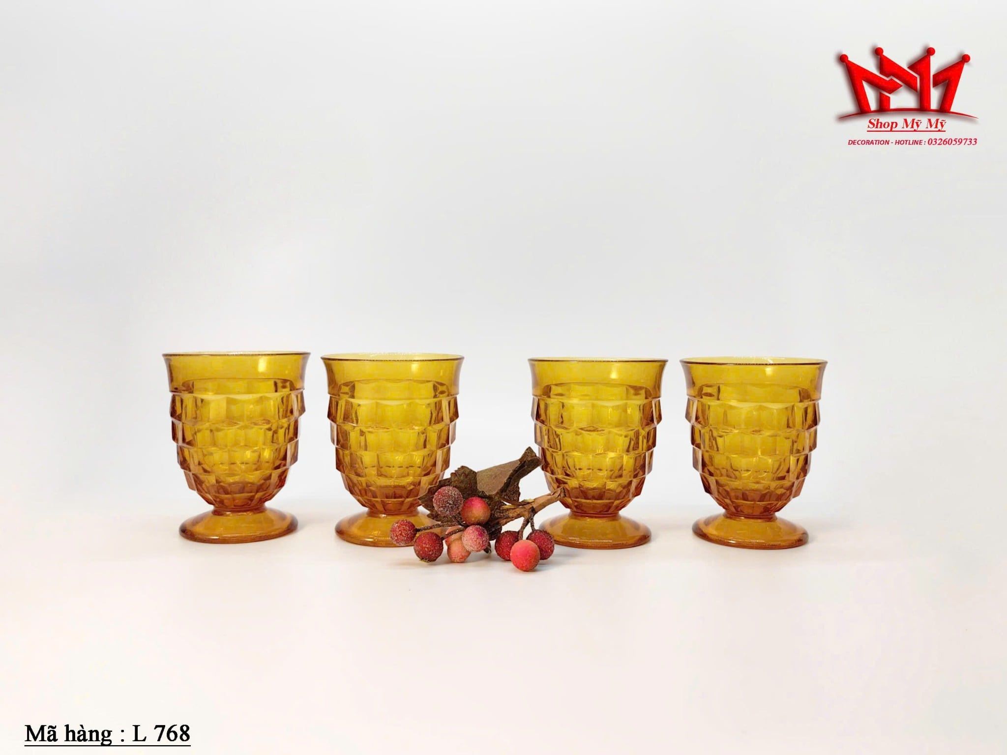 Bộ 5 ly thủy tinh màu hổ phách (L 768)