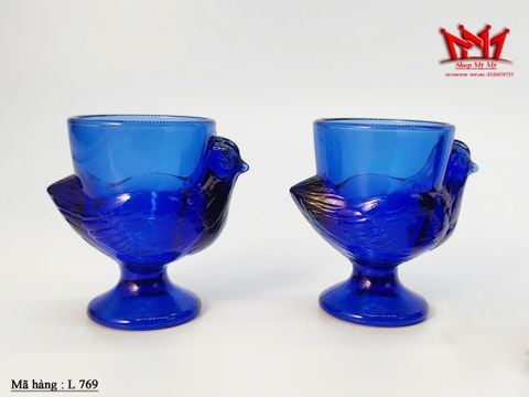  Bộ 4 ly thủy tinh xanh hình chim nghệ thuật (L 769) 