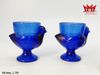 Bộ 4 ly thủy tinh xanh hình chim nghệ thuật (L 769)