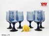 Bộ 6 ly thủy tinh xanh họa tiết hoa văn (L 770)
