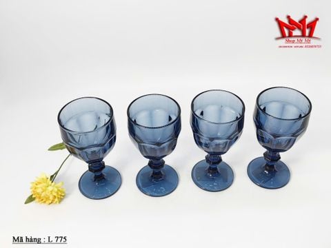  Bộ 4 Ly Thủy Tinh Nghệ Thuật L 775 – Sắc Xanh Sapphire Quyền Quý 