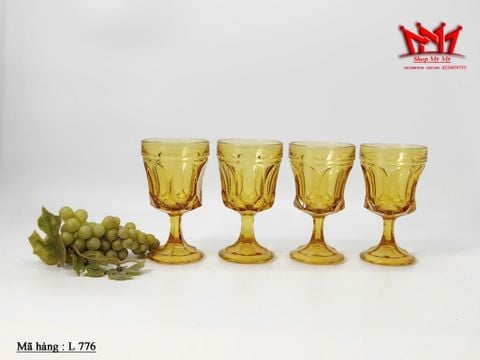  Bộ 4 Ly Thủy Tinh Nghệ Thuật L 776 – Sắc Hổ Phách Ấm Áp & Cổ Điển 