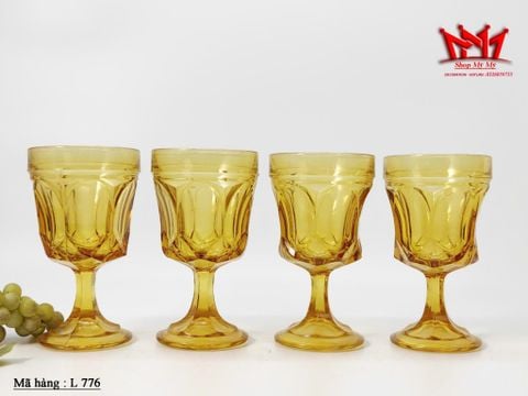  Bộ 4 Ly Thủy Tinh Nghệ Thuật L 776 – Sắc Hổ Phách Ấm Áp & Cổ Điển 