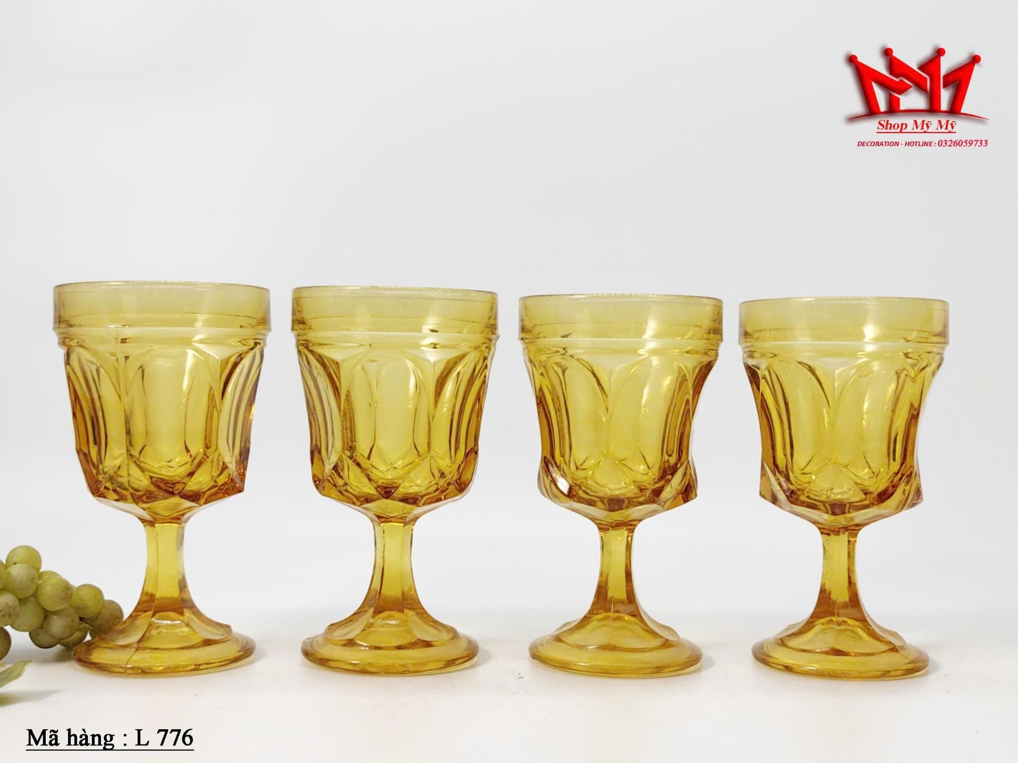 Bộ 4 Ly Thủy Tinh Nghệ Thuật L 776 – Sắc Hổ Phách Ấm Áp & Cổ Điển