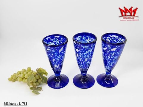  Bộ 3 Ly Thủy Tinh Nghệ Thuật L 781 – Tuyệt Tác Blue Murano Đầy Mê Hoặc 