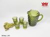Bộ bình và 4 ly thủy tinh xanh hoa văn tổ ong (L 805)