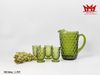 Bộ bình và 4 ly thủy tinh xanh hoa văn tổ ong (L 805)