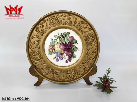  Cặp dĩa đồng trang trí treo tường của Anh. mặt bằng sứ được vẽ tay. 