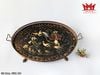 Khay cổ điển bằng kim loại vẽ bằng tay cặp đôi chim phụng , khay có 4 chân.