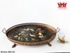 Khay cổ điển bằng kim loại vẽ bằng tay cặp đôi chim phụng , khay có 4 chân.